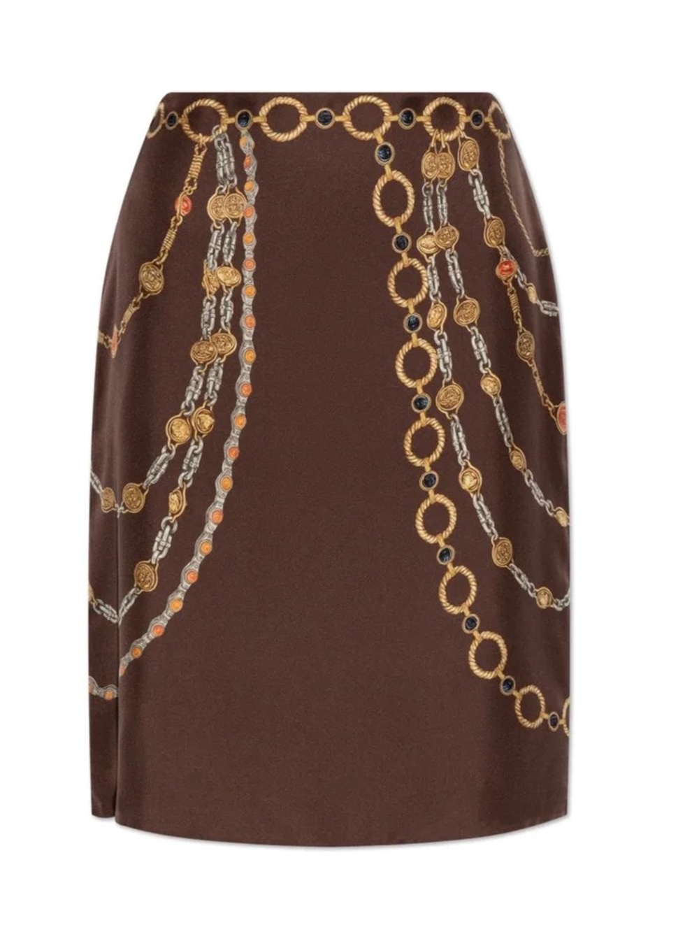 Versace Printed silk-twill knee-length skirt